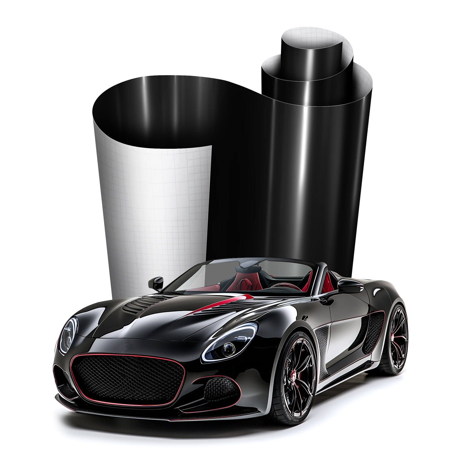 For Mercedes-Benz Roll 20FT*5FT Vinyl Car Wrap Carbon Fiber / Gloss Black