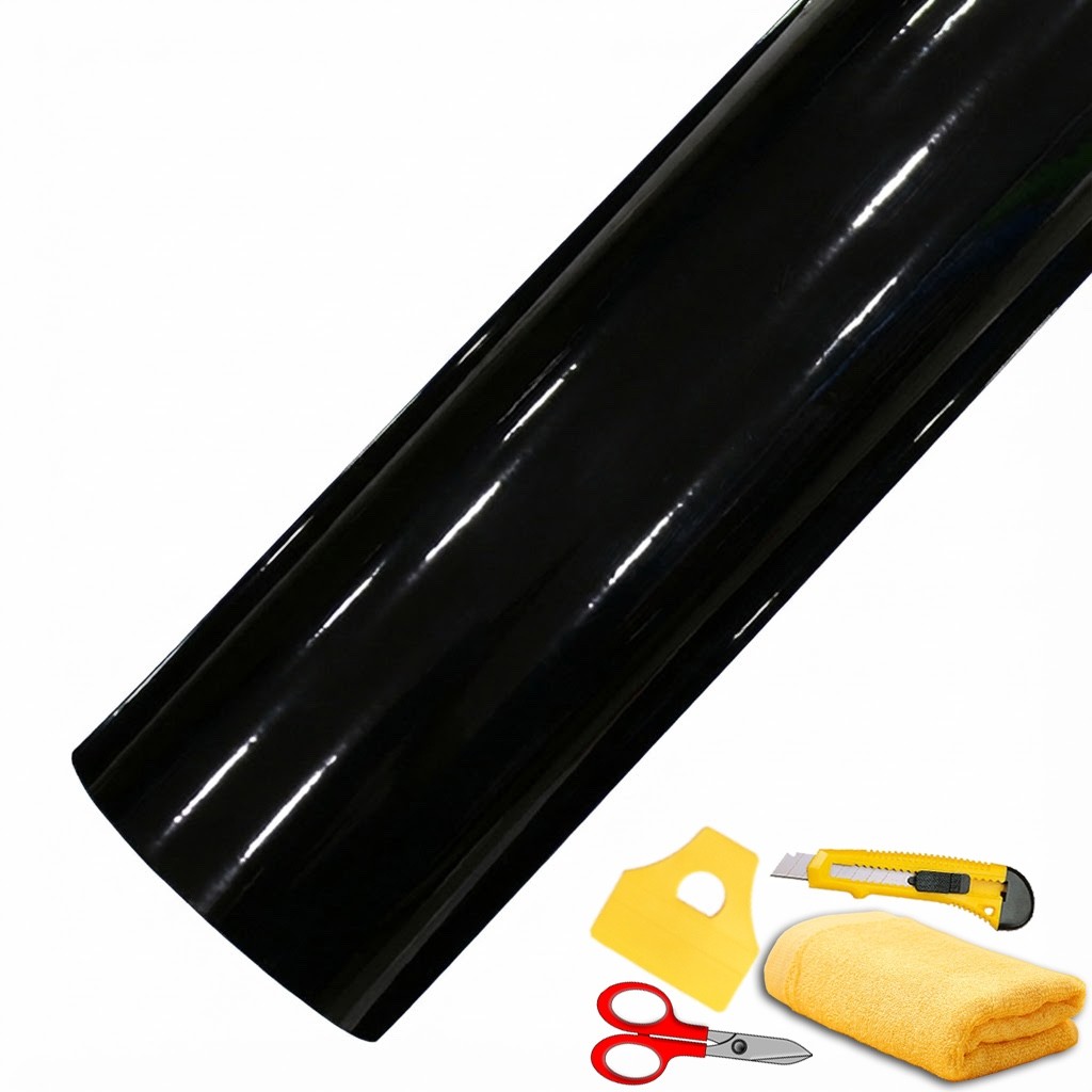 72″ x 60″ Gloss Black Vinyl Film Wrap Sticker Decal Air Bubble Free 6ft x 5ft