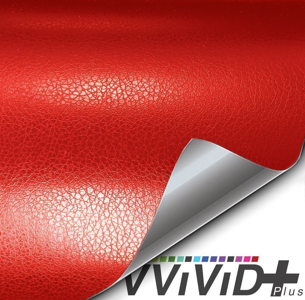 VVivid 2020 Vvivid+ Racing Red Fine Grain Leather Vinyl Wrap Film | V180