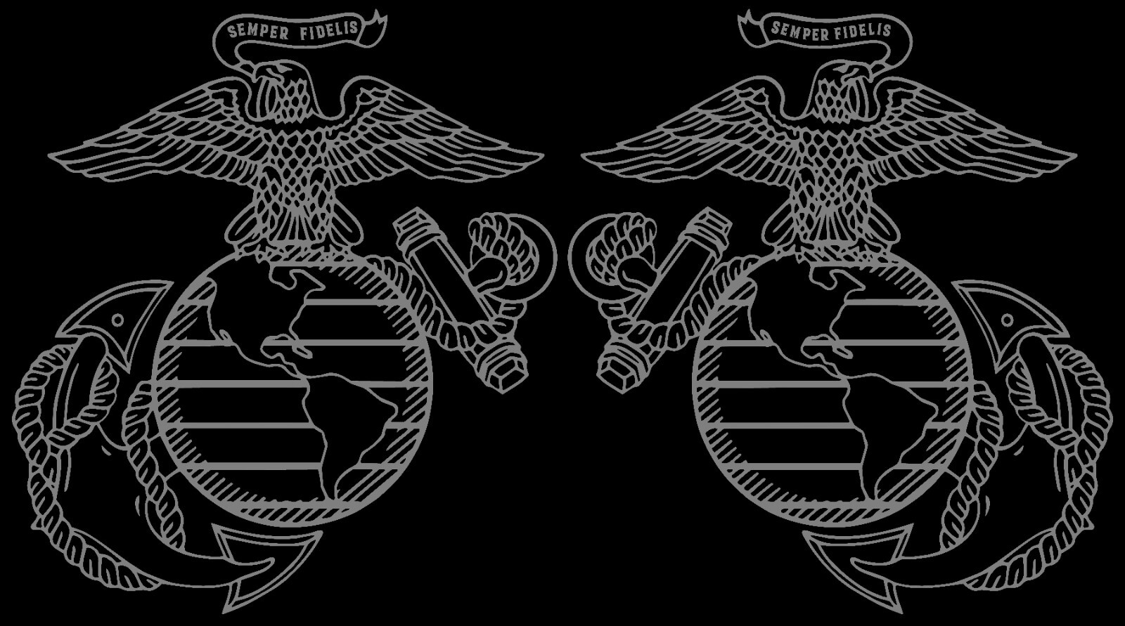 Marines Corp Emblem USMC Left and Right Vinyl Decal Multiple Colors and Sizes