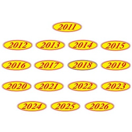 1 of each year 2014-2026 Oval Model Windshield Year Stickers Vinyl Dealership