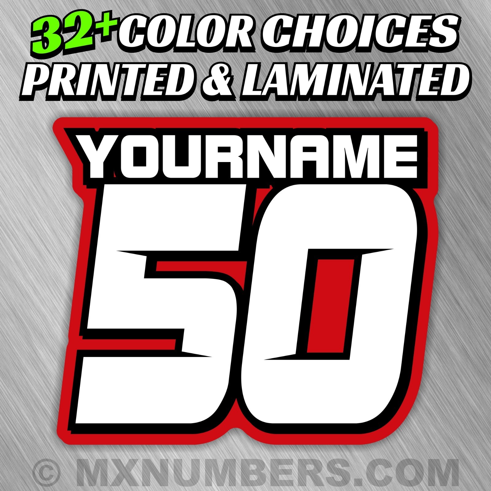 MX Number Name Plate Decal Sticker 4 COLOR ATV SX Dirt Bike Kart Motorcycle Race