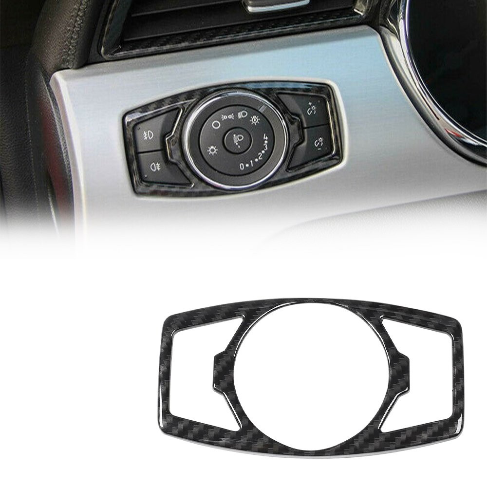 1/2set Switch Trim Headlight Decor for Cover Ford F150/Mustang 2015-2019 Carbon