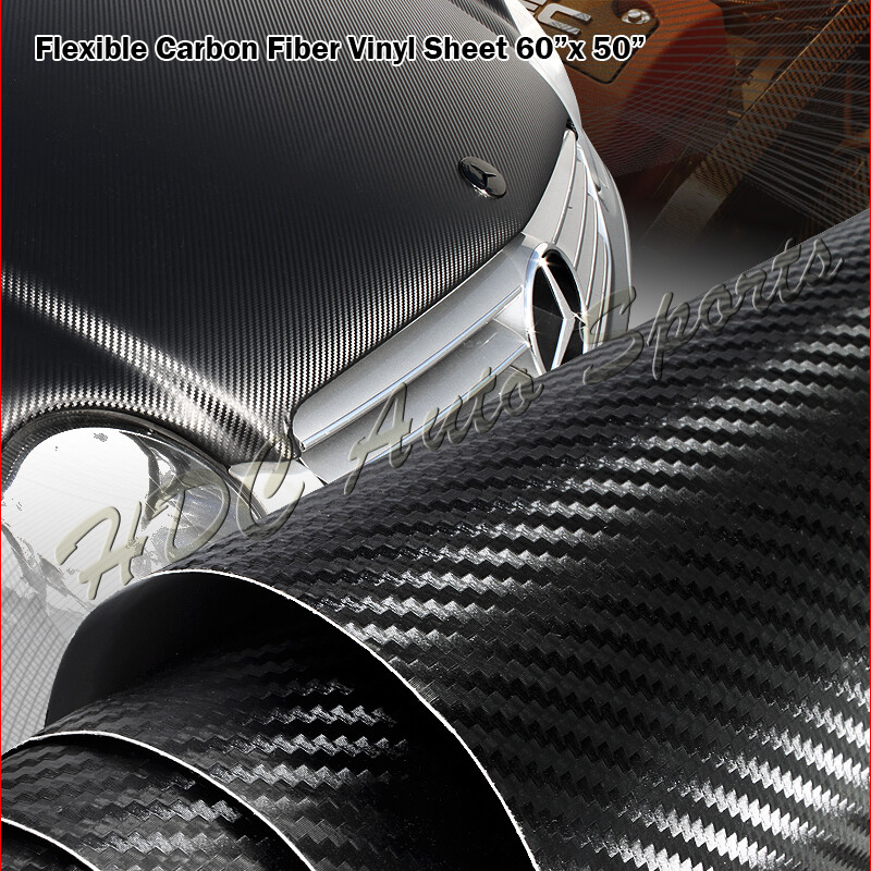 60″x50″ Black 3D Texture Carbon Fiber Vinyl Wrap Sheet Sticker Decal Roll Film