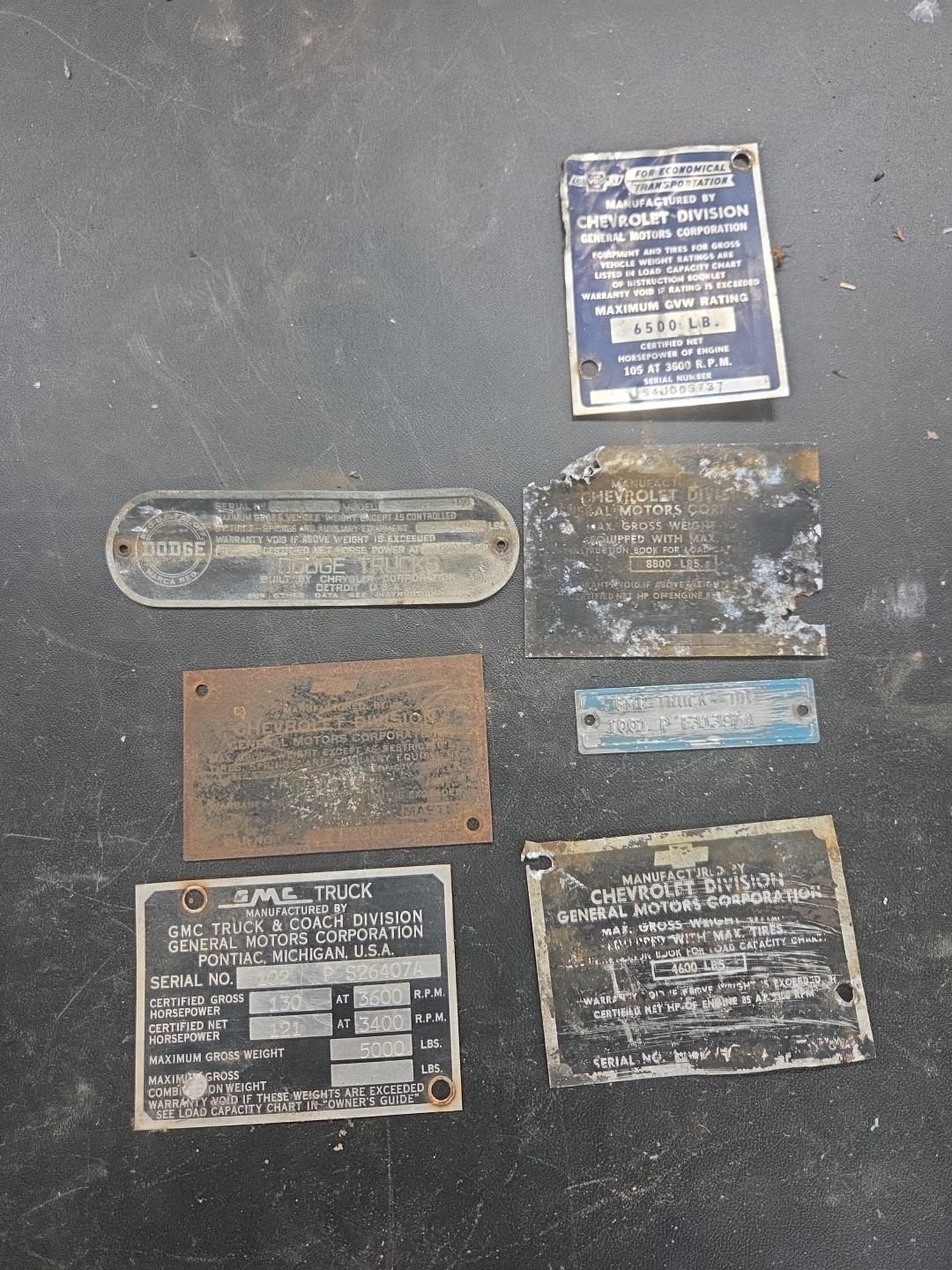 Vintage Data Plate Vin Lot