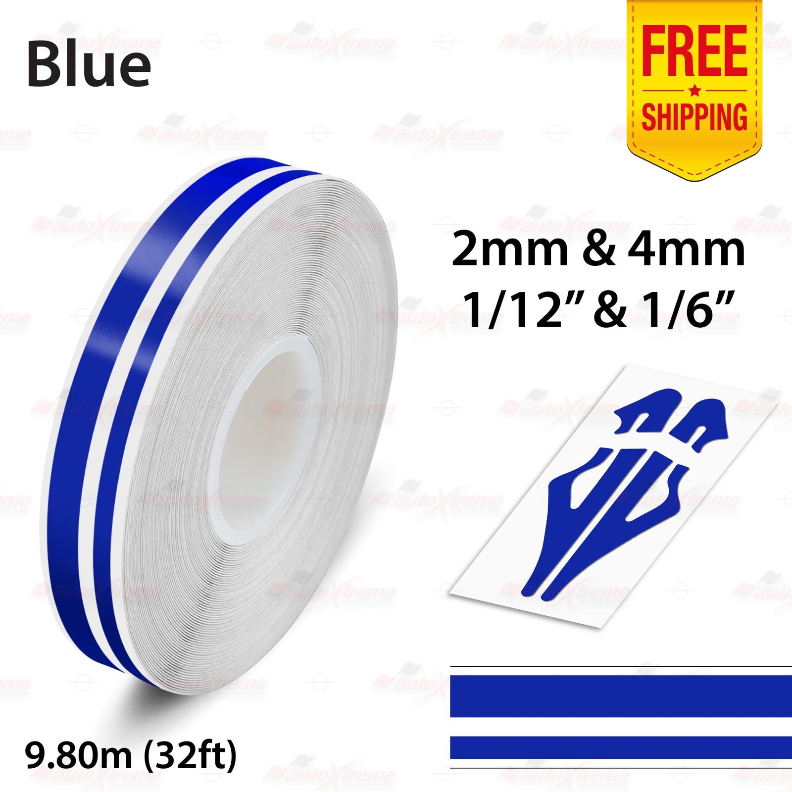 1/12″ & 1/6″ Twin Lines Stripe Tape Car Styling Line Decal Vinyl Sticker BLUE