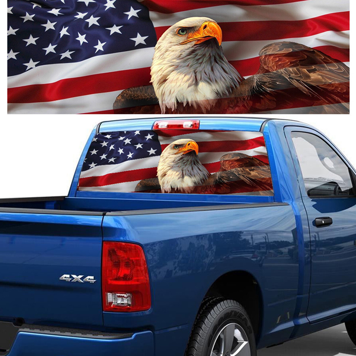 Car Rear Window American Flag Graphic Decal Tint Stickers DIY Decor 135cmx36cm