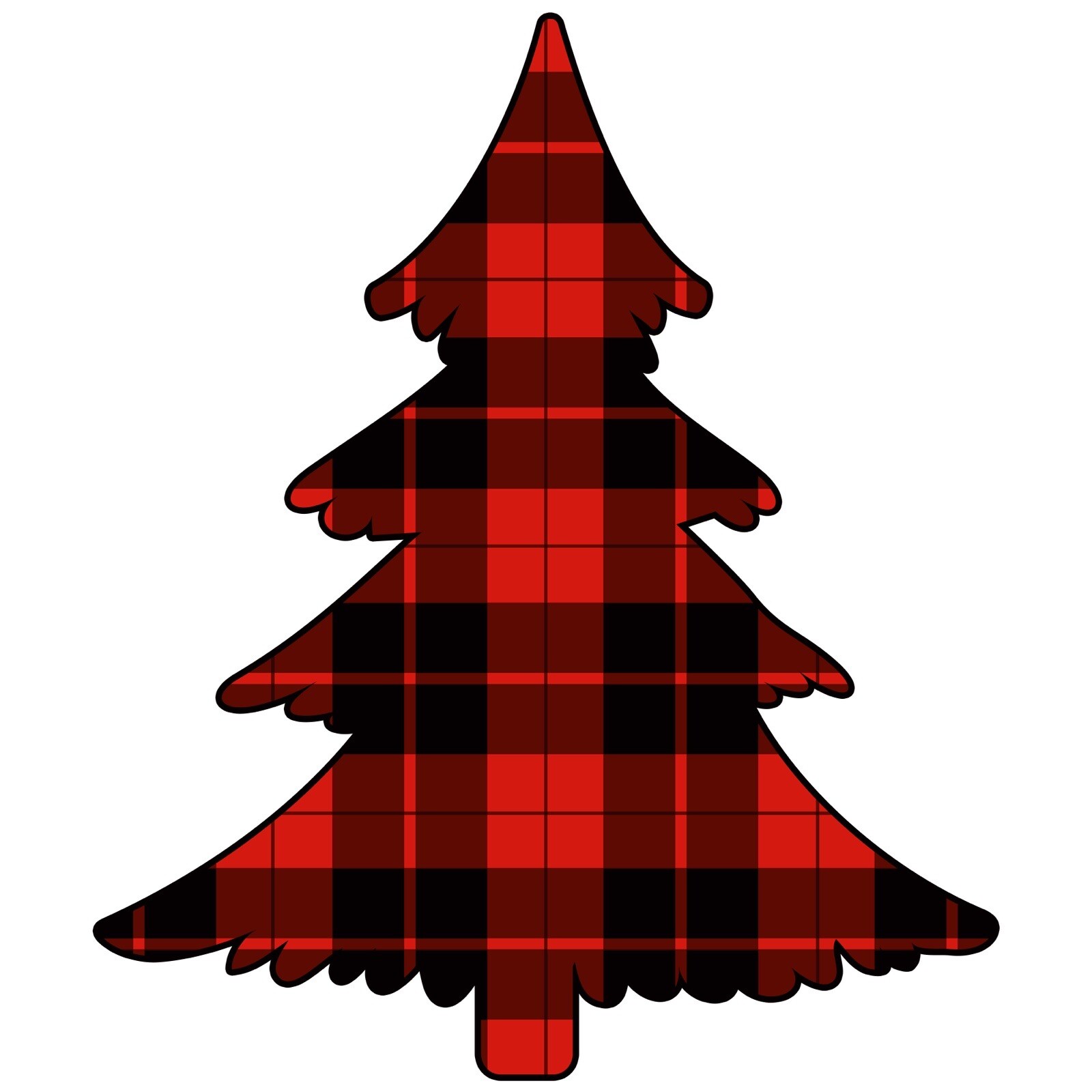 4” Buffalo Plaid Sticker Tree Red Black Holiday Christmas Decor Winter
