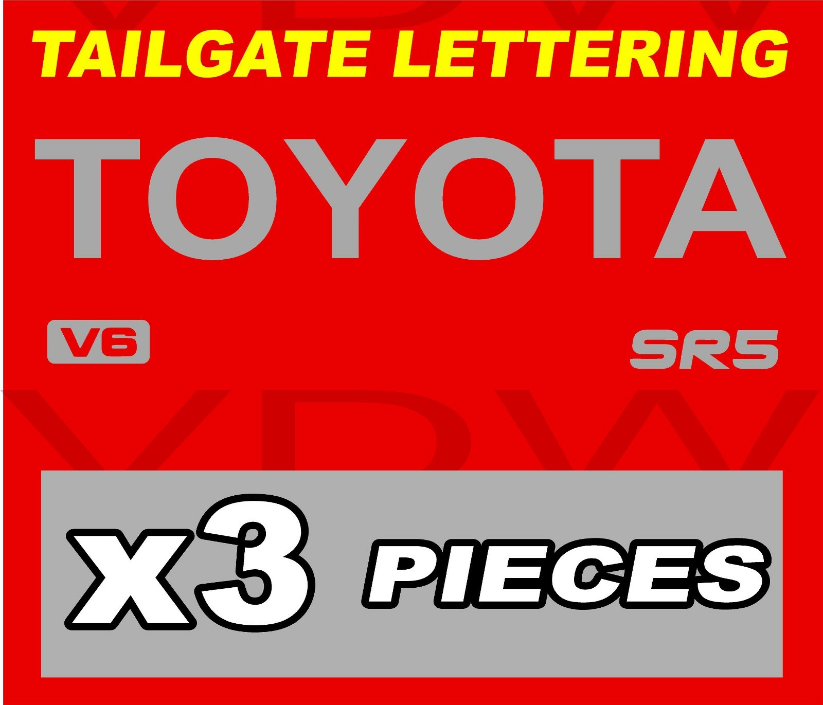 TOYOTA TRUCK TAILGATE LOGOS DECAL 89-99 SR5 V6 Tacoma pickup SILVER