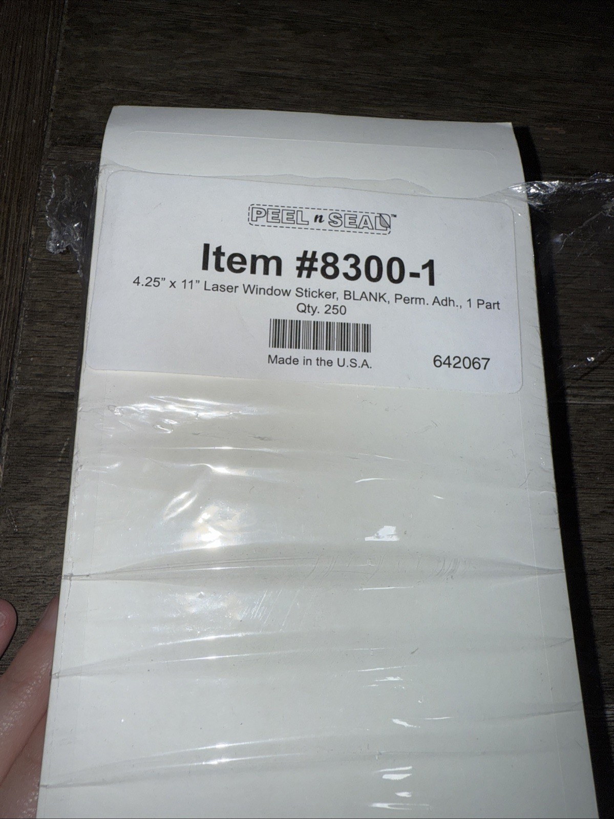 Peel N Seal #8300-1 – 4.25″ x 11″ Laser Window Stickers -Blank Perm. Adh. – 250
