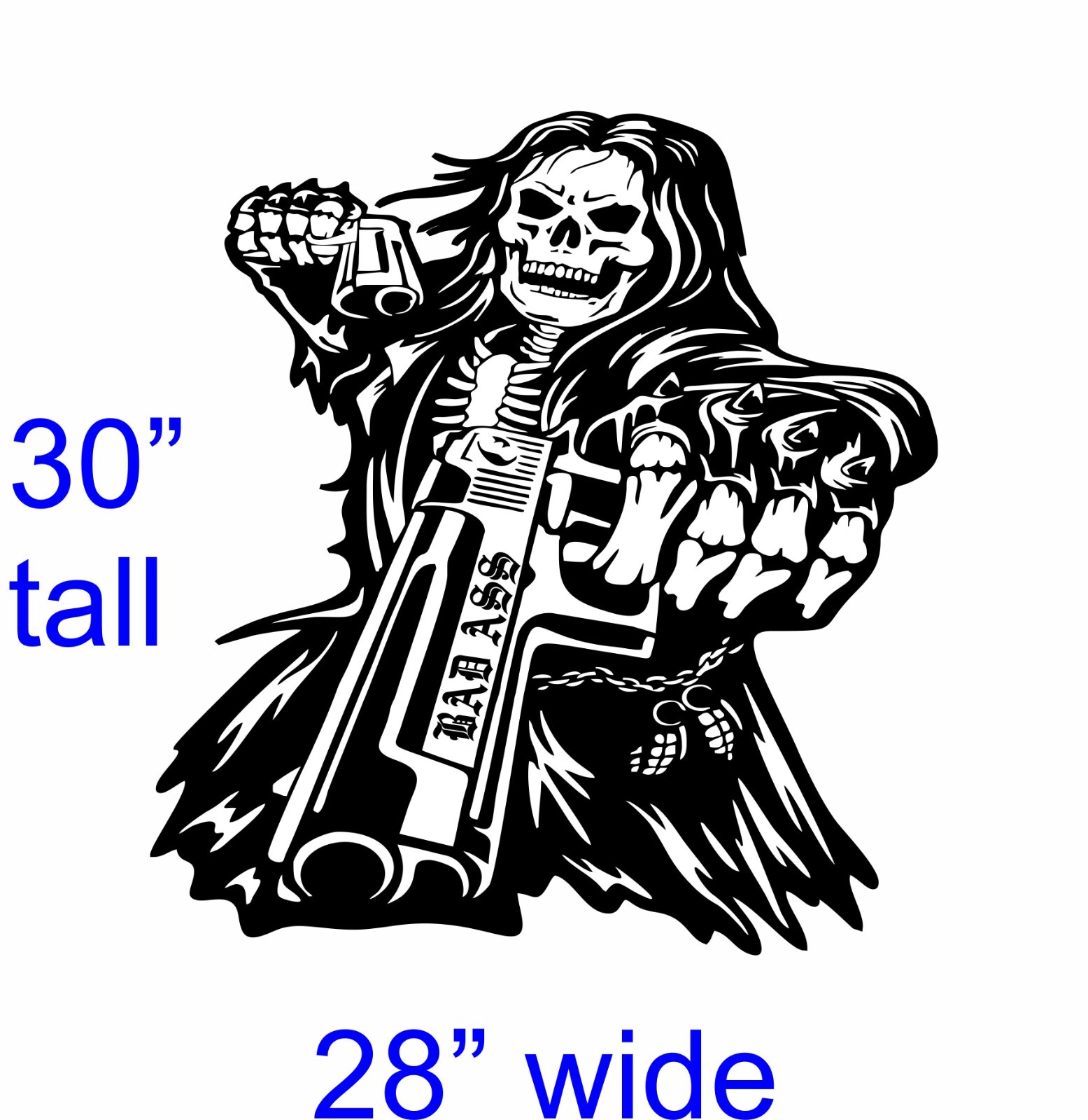 Grim Reaper Hand Guns Skull Hunter Car Truck Window Vinyl Decal Sticker