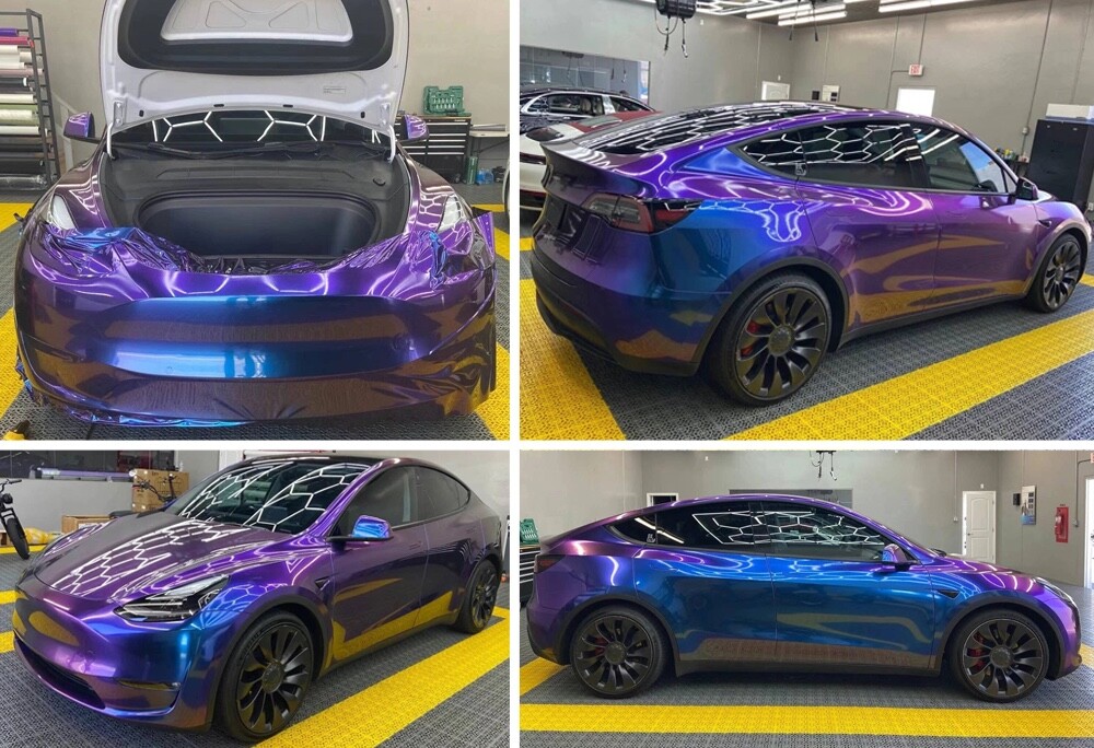 48″ x 60″ Gloss Metallic Chameleon Purple Blue Vinyl Film Wrap Air Bubble Free
