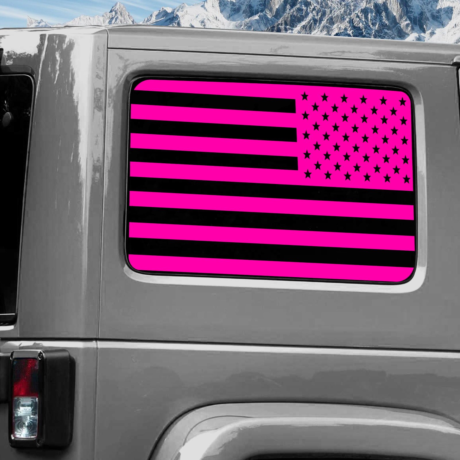 Rear Window Wrap Graphic Decal for Jeep Wrangler 2011-2020 USA FLAG PINK