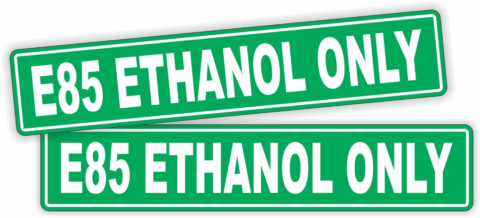 pair – E85 ETHANOL ONLY Vinyl Stickers Decals Set Gasoline Gas E-85 Fuel