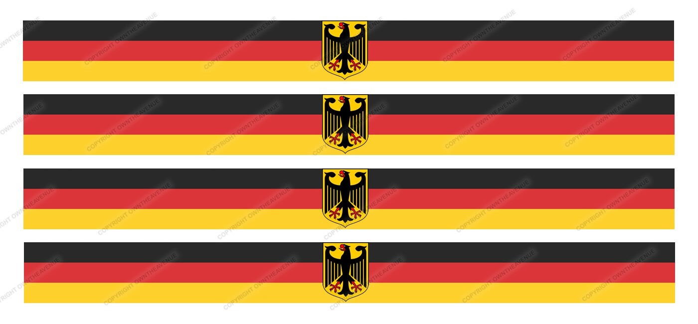 4Pcs Pack Lot German Germany Racing Stripes Flag Sticker Decals 5″