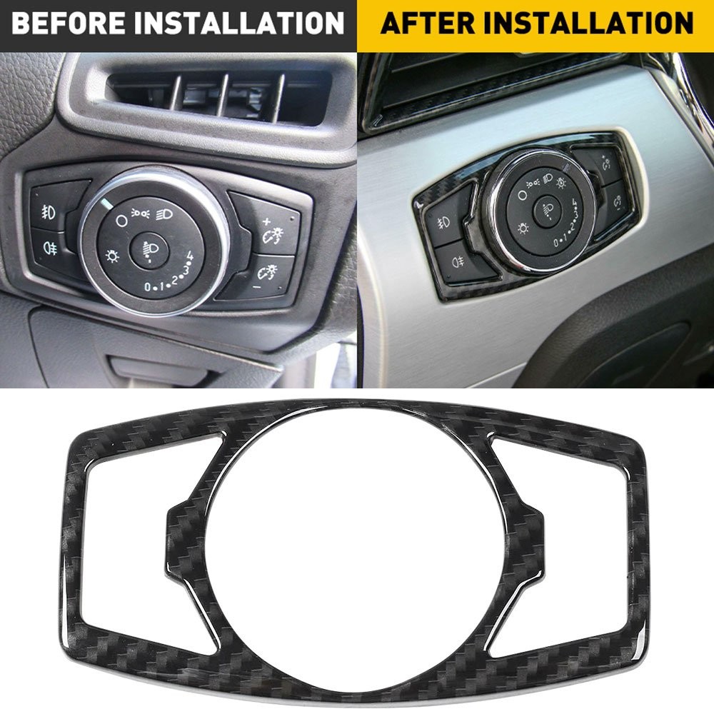 1/2set Switch Trim Headlight Decor for Cover Ford F150/Mustang 2015-2019 Carbon