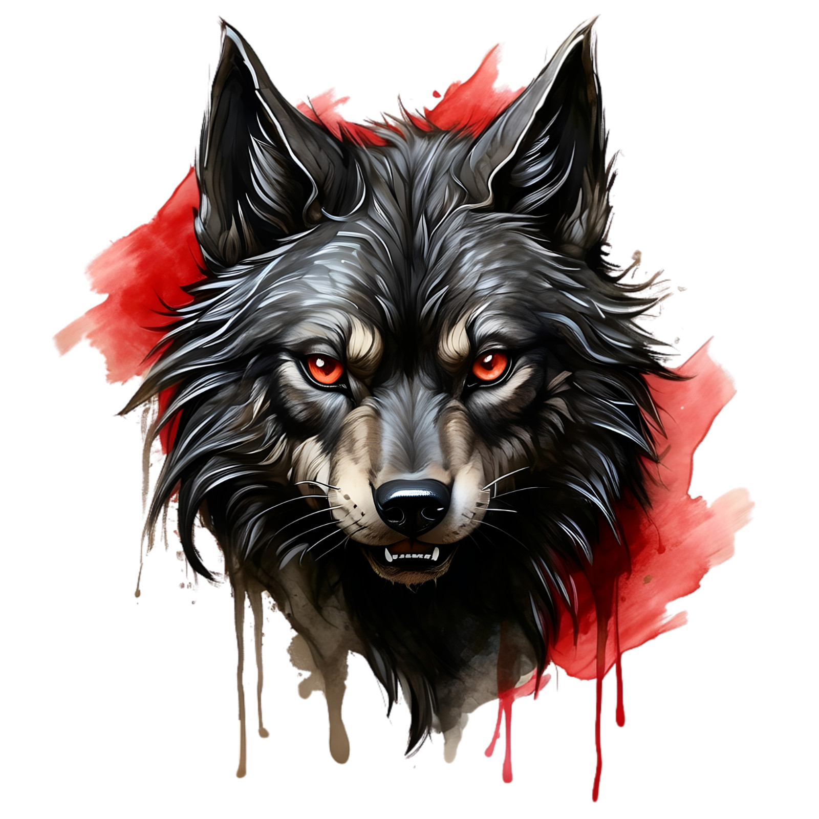 Gothic Wolf Sticker 4″ Red Fierce Strong Independent Tan Focused Lone Watercolor
