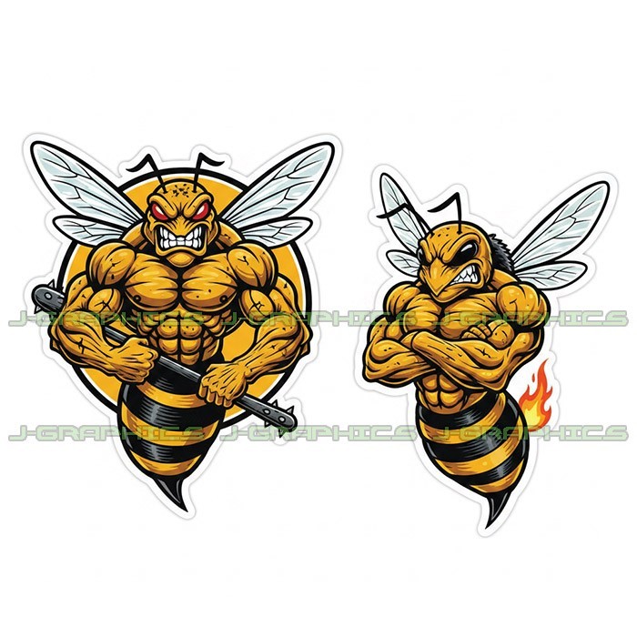 Angry Super Bee Vinyl Decal Sticker 2 Pack A