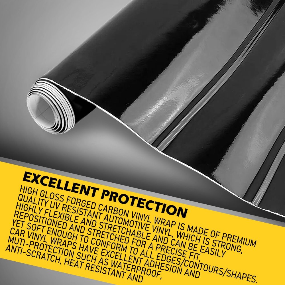 Black High Gloss Car Vinyl Wrap Sheet Film Sticker Air Release Bubble Free