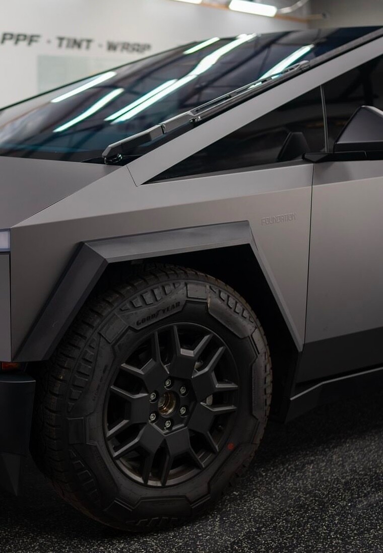Tesla Cybertruck DIY PET Full Vinyl Wrap Color Change Matte Ghost Metallic Black