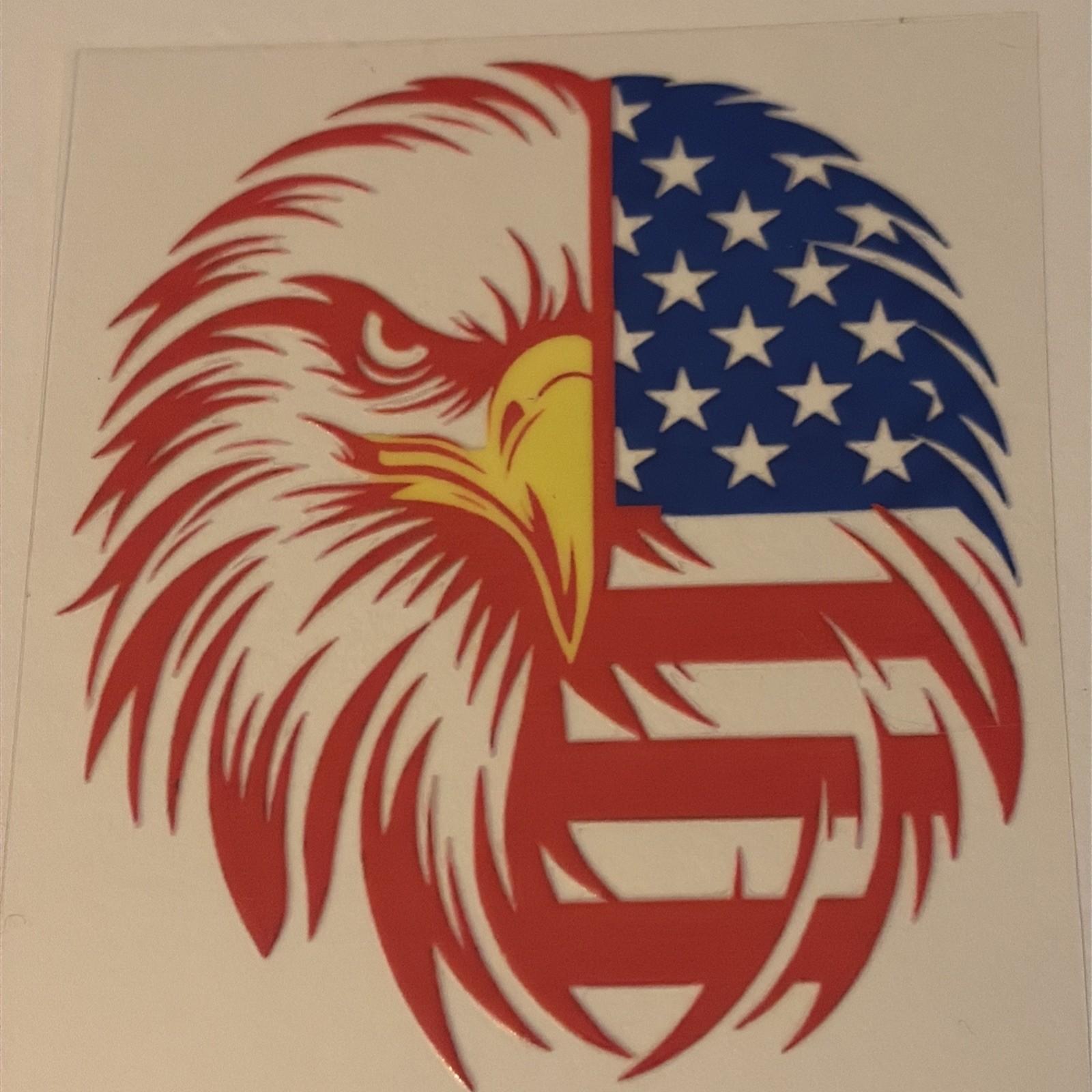 3.25” x 3.5” Patriotic American Eagle USA Flag Transparent Decal Waterproof