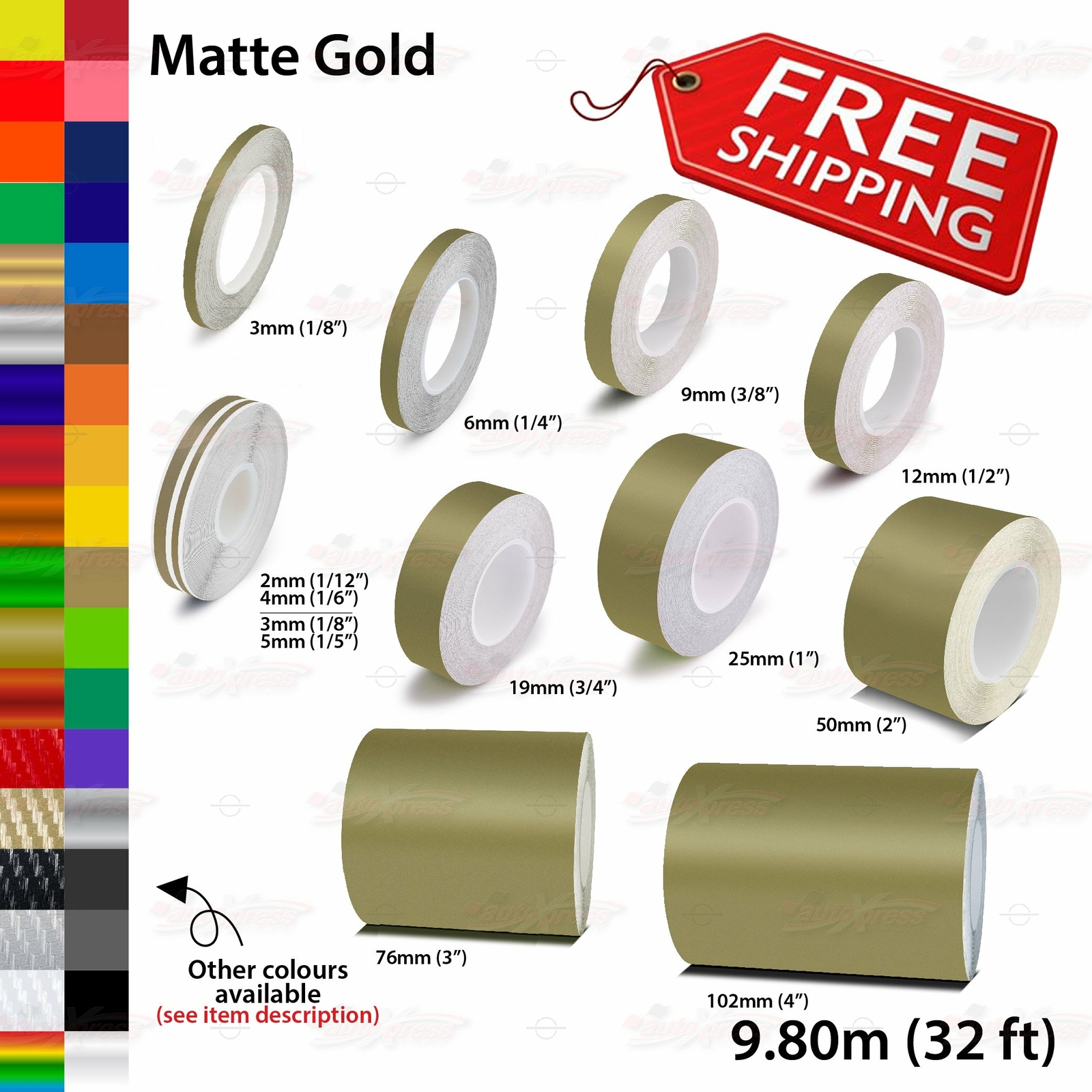 MATTE GOLD Roll PIN STRIPE Body PinStriping Trim Line TAPE Decal Vinyl Stickers