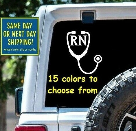 8 Sz RN REGISTERED NURSE Stethoscope Car Window DECAL STICKER MacBook iPad GIFT