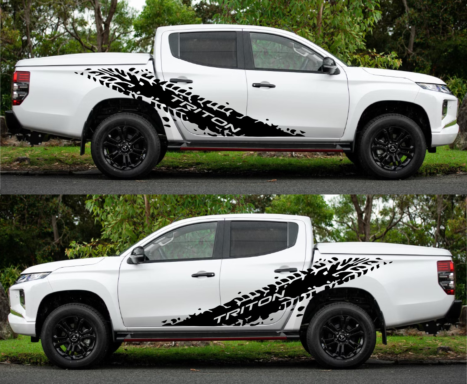 Fits Mitsubishi Triton Side Door Decals Any Year Tyre Track Graphics 1