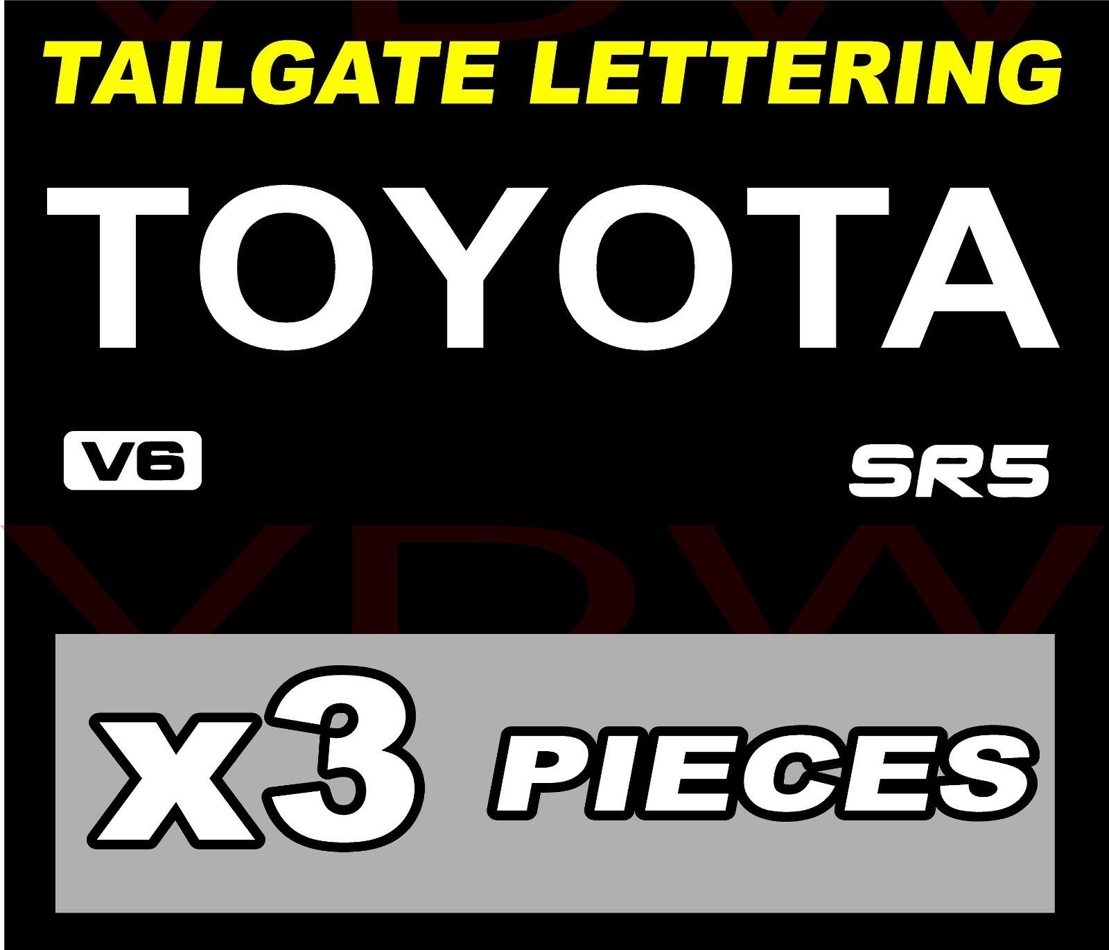 TOYOTA TRUCK TAILGATE LOGOS DECAL 89-99 SR5 V6 Tacoma pickup WHITE