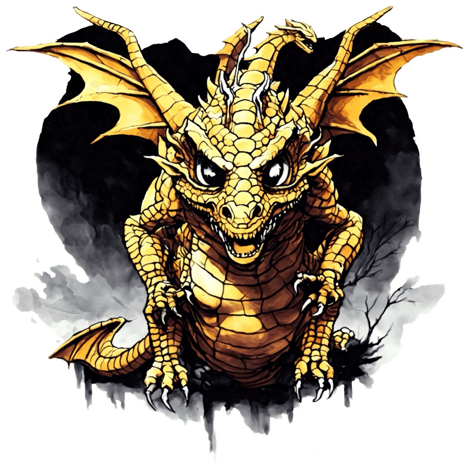 Dragon Sticker (3 Inch) A Bright Gold Colored Mystical Dragon !