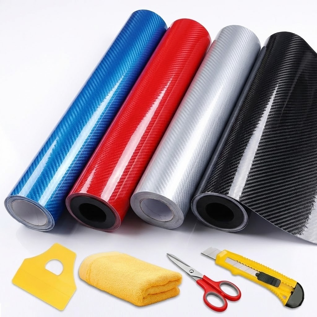 5D Premium HIGH GLOSS Carbon Fiber Vinyl Film Wrap Bubble Free Air Release 6D