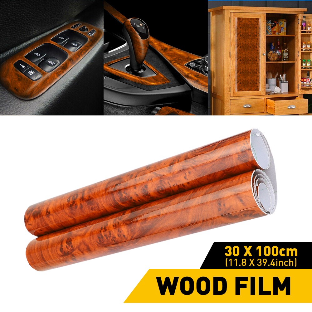 Car Interior Wood Grain Textured Glossy Wrap Sticker Decal Sheet Vinyl Film DIY