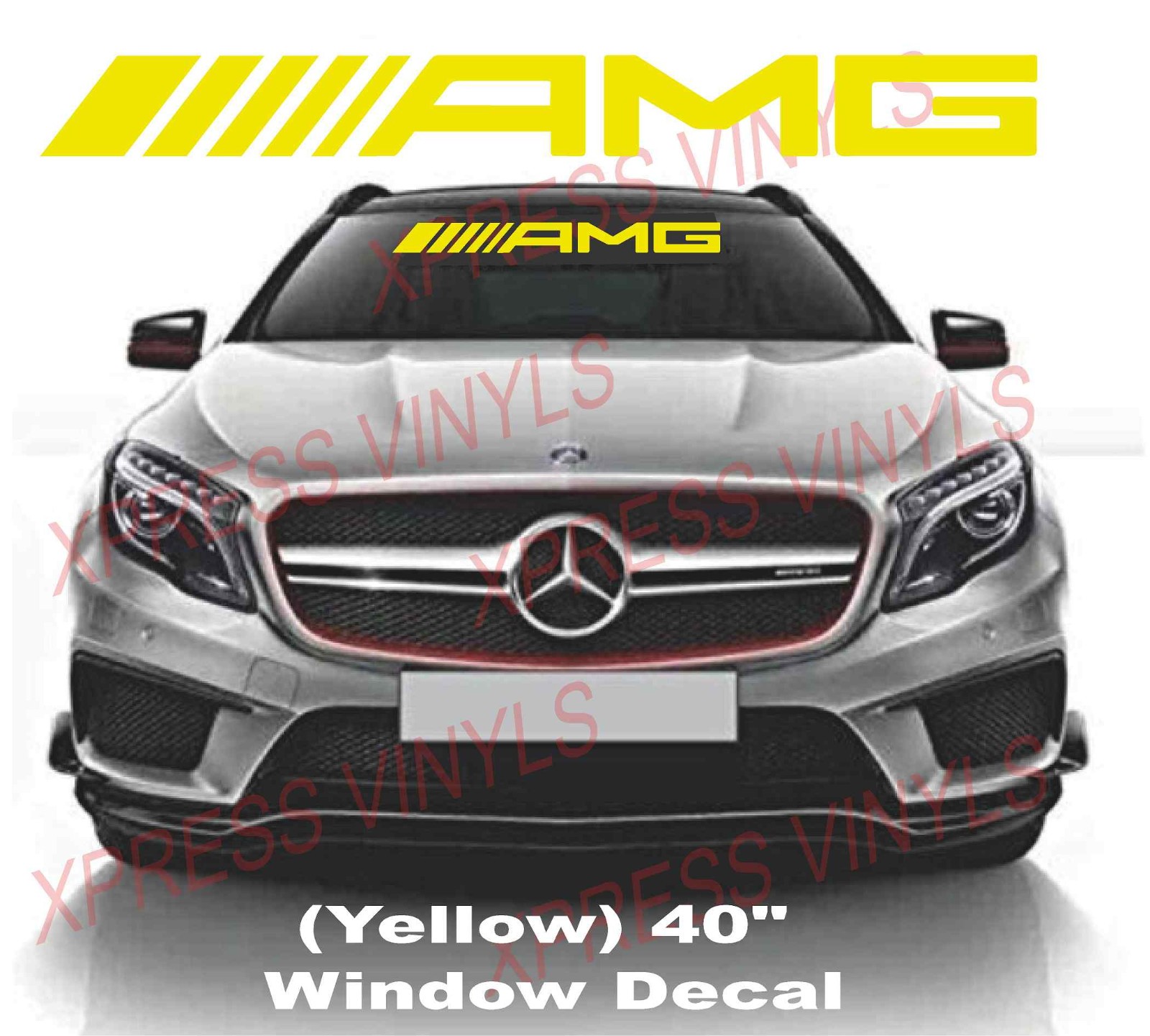 Yellow Mercedes Benz AMG Vinyl Decal Sticker Windshield Logo Banner