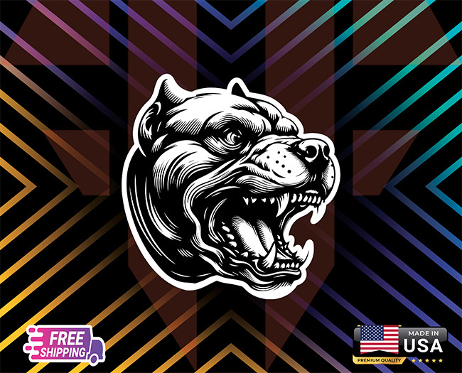 PITBULL FURY BLACK LAMINATED USA LA STICKER, DECAL, CAR 5YR VINYL FREE GIFT