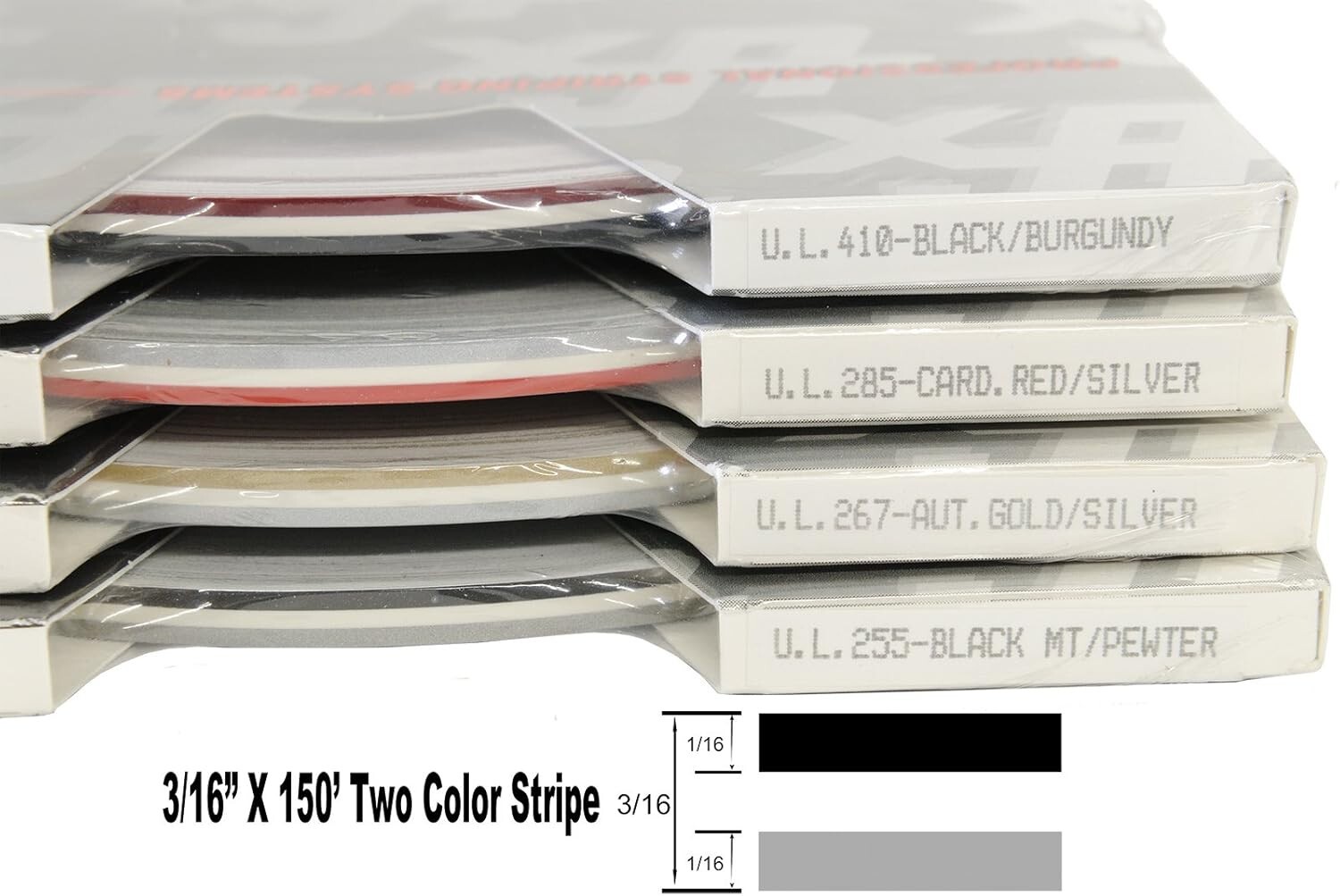 Universal 3/16″ 2-Color Pinstripe (Ultra Lite) 0216234 – Burgundy/Charcoal Met.