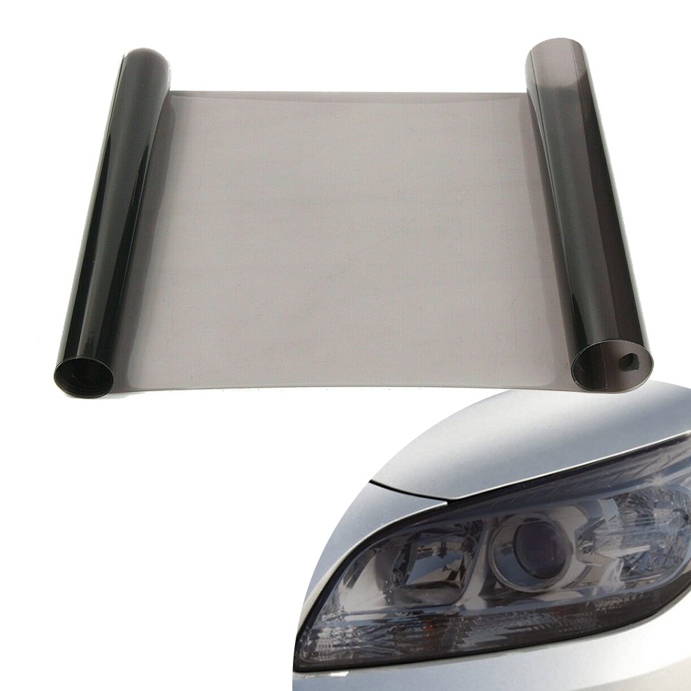 12″x72″ Gloss Light Black Film Smoke Tint Lens Vinyl Wrap Headlamp Taillamp 1-10