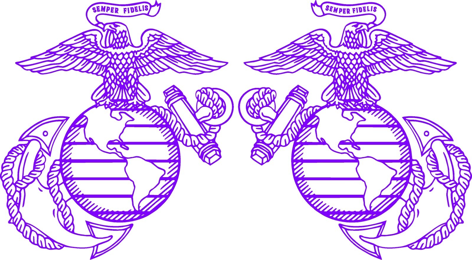 Marines Corp Emblem USMC Left and Right Vinyl Decal Multiple Colors and Sizes