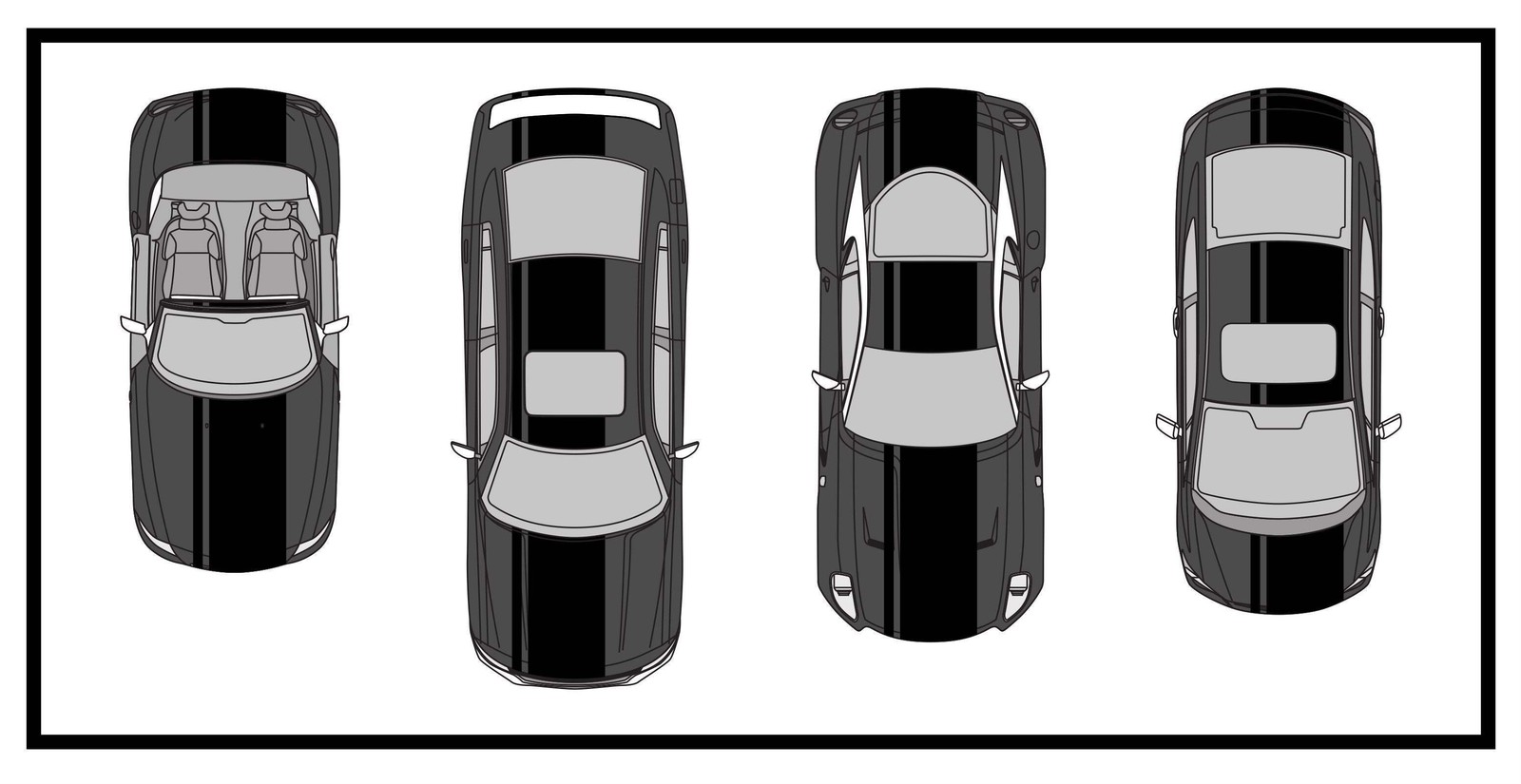 Dual Racing Stripes [3x] 3″ , 2″, 24″ x 68″ Self Healing Vinyl Fits All Vehicles