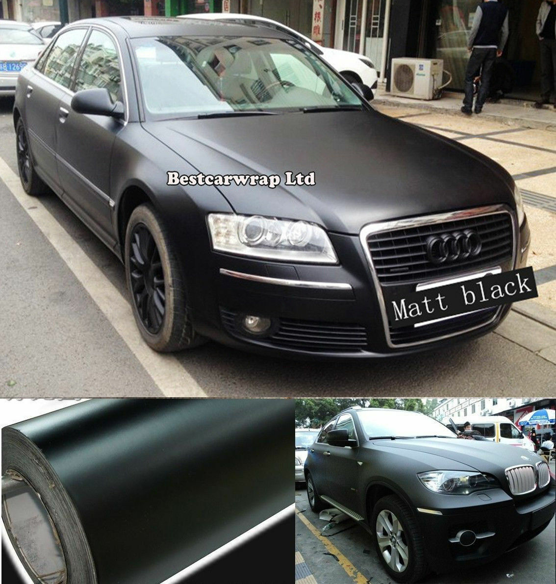 100FT x 5FT Black Metallic Flat Matte Vinyl Full Car Wrap Film Graphics Sticker