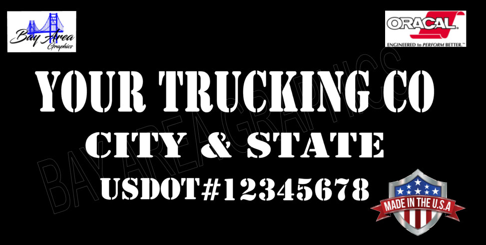 CUSTOM USDOT NUMBER TRUCK DOOR DECALS SET 2 CITY STATE VINYL 651