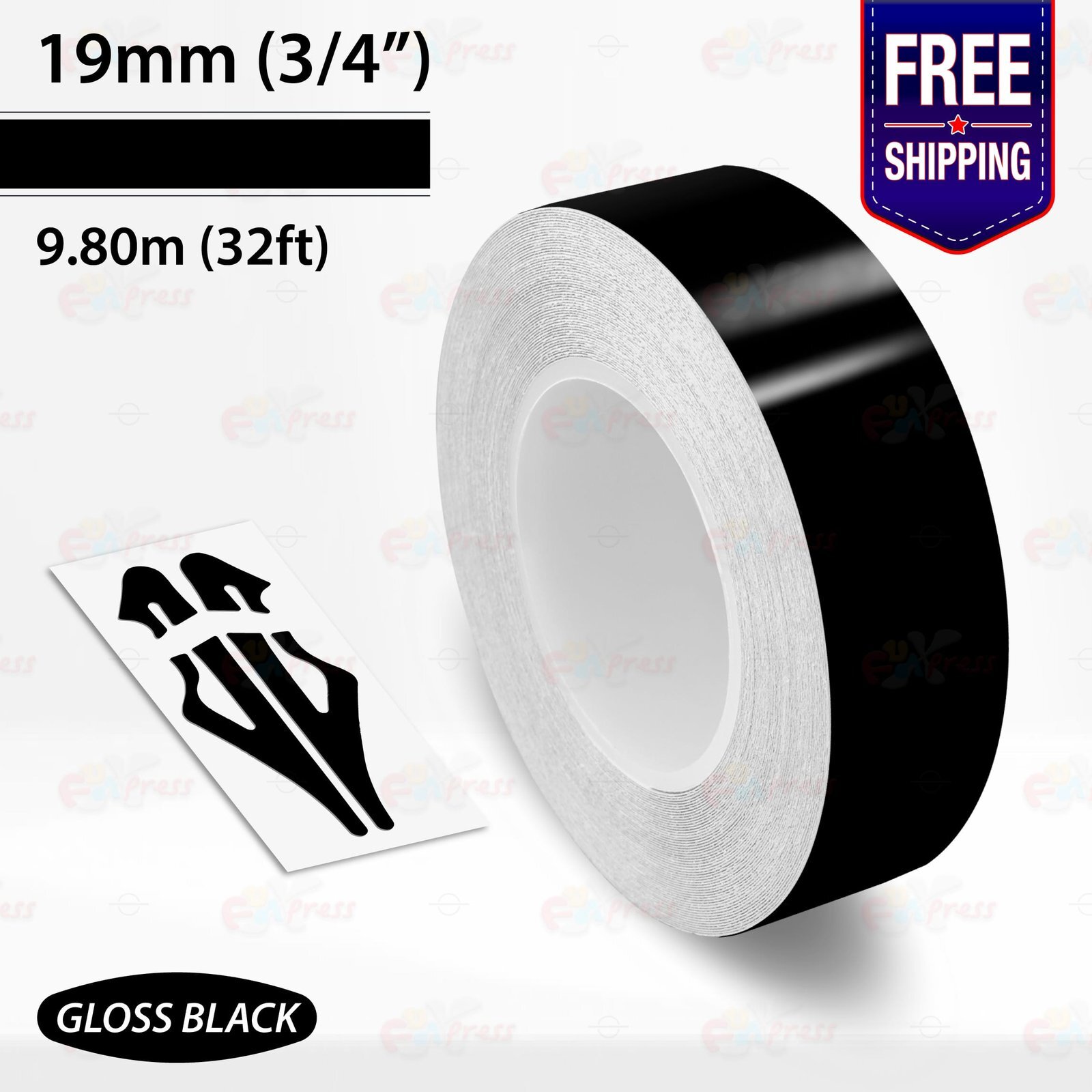 GLOSS BLACK 3/4″ PIN STRIPE Car Model Motorcycle Decal TAPE Vinyl Sticker 19mm