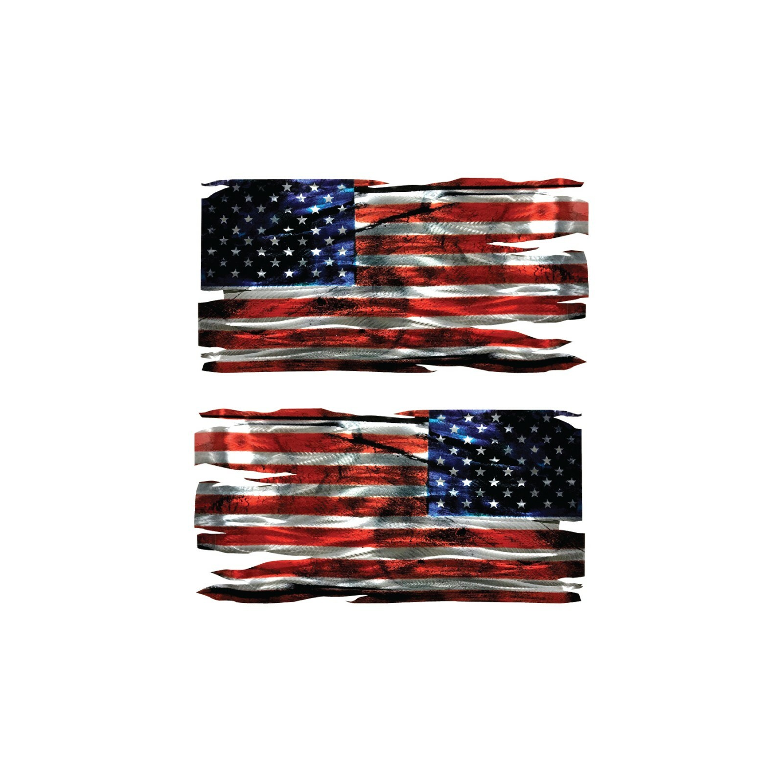 2 Distressed Tattered American Flag Vinyl Decals – 3″ tall x 6″ wide