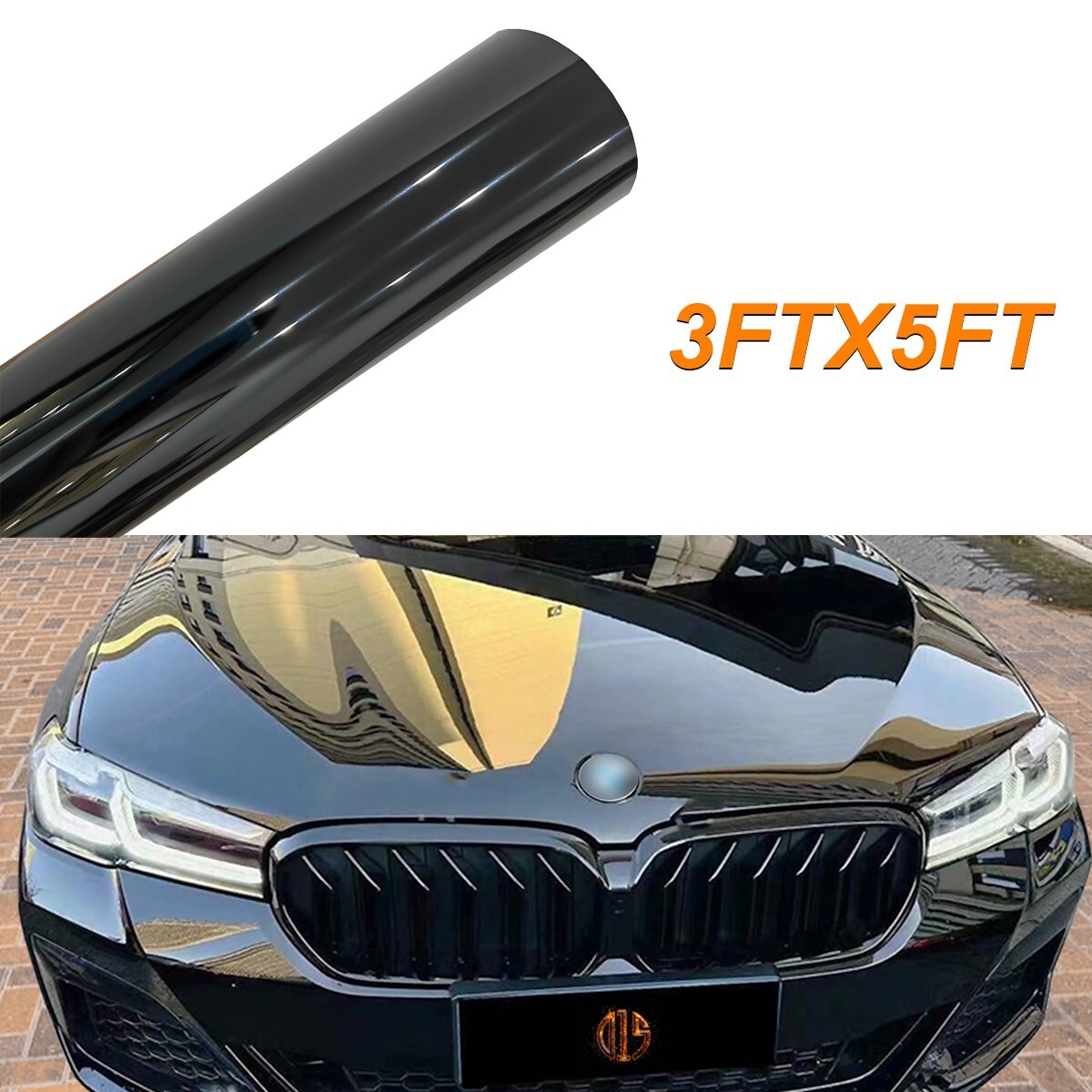 36″x60″ Ultra Gloss PET Liner Black Vinyl Wrap Air Release Bubble Free 3FT x 5FT