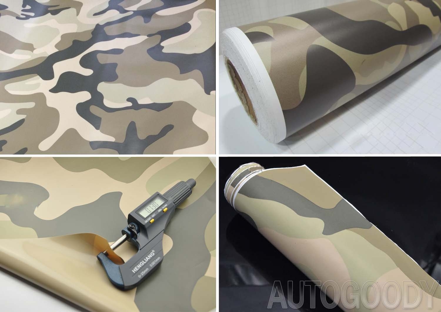 Army Camo Camouflage Desert Vinyl Film Wrap Sticker Bubble Free Air Release
