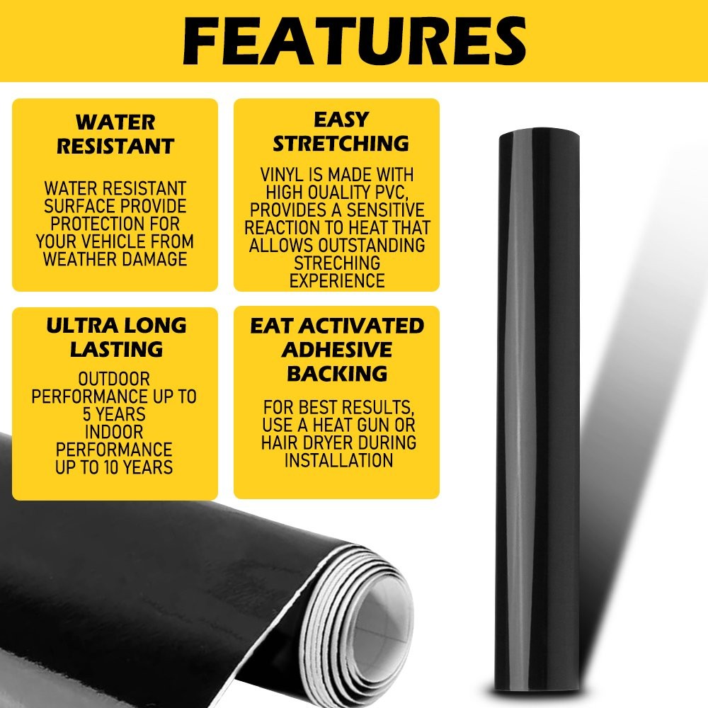 High Gloss Glossy Vinyl Film Wrap Sticker Decal Bubble DIY Free Air Release