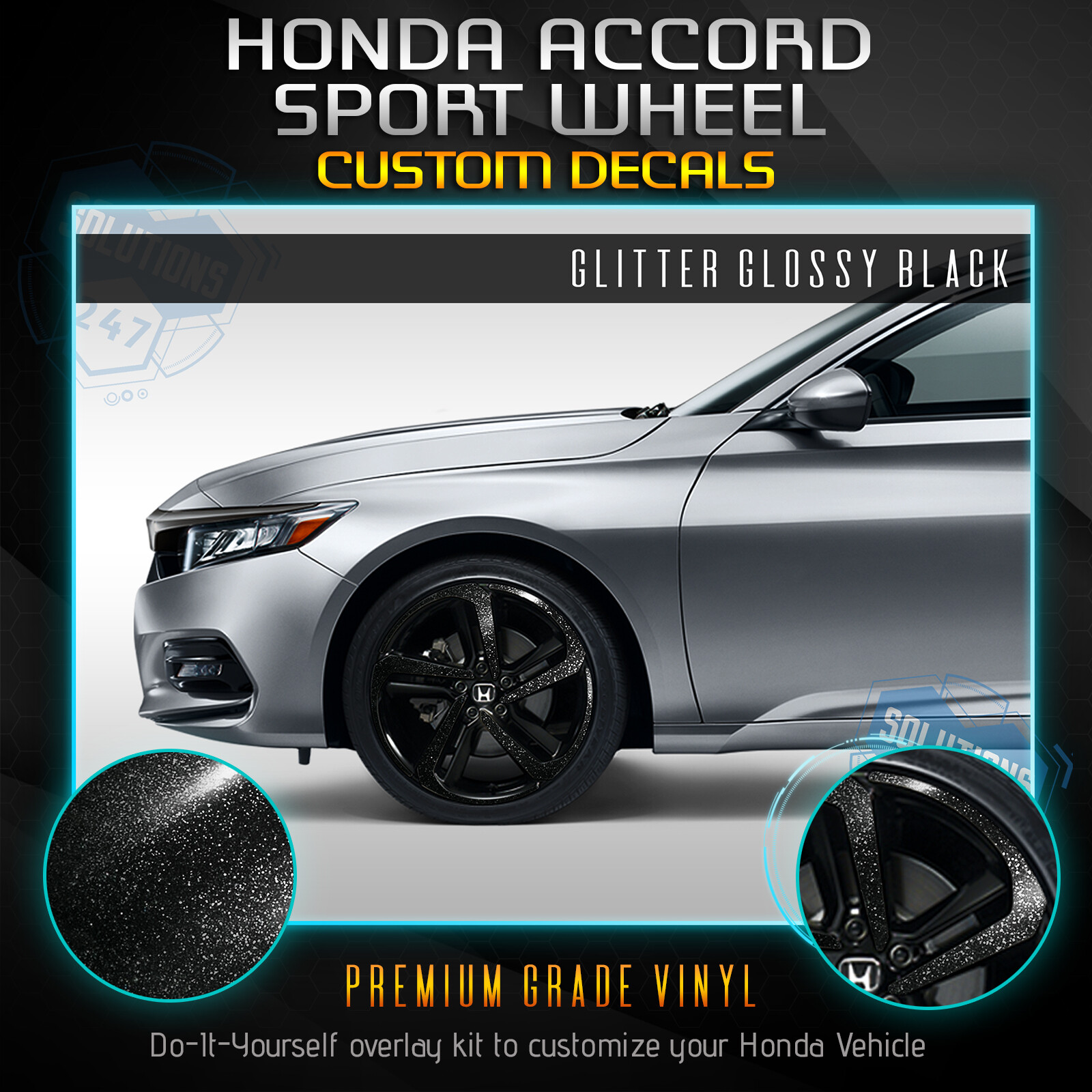 For 2018-2020 Honda Accord Sport Wheel Chrome Delete Vinyl Kit – Glossy Matte