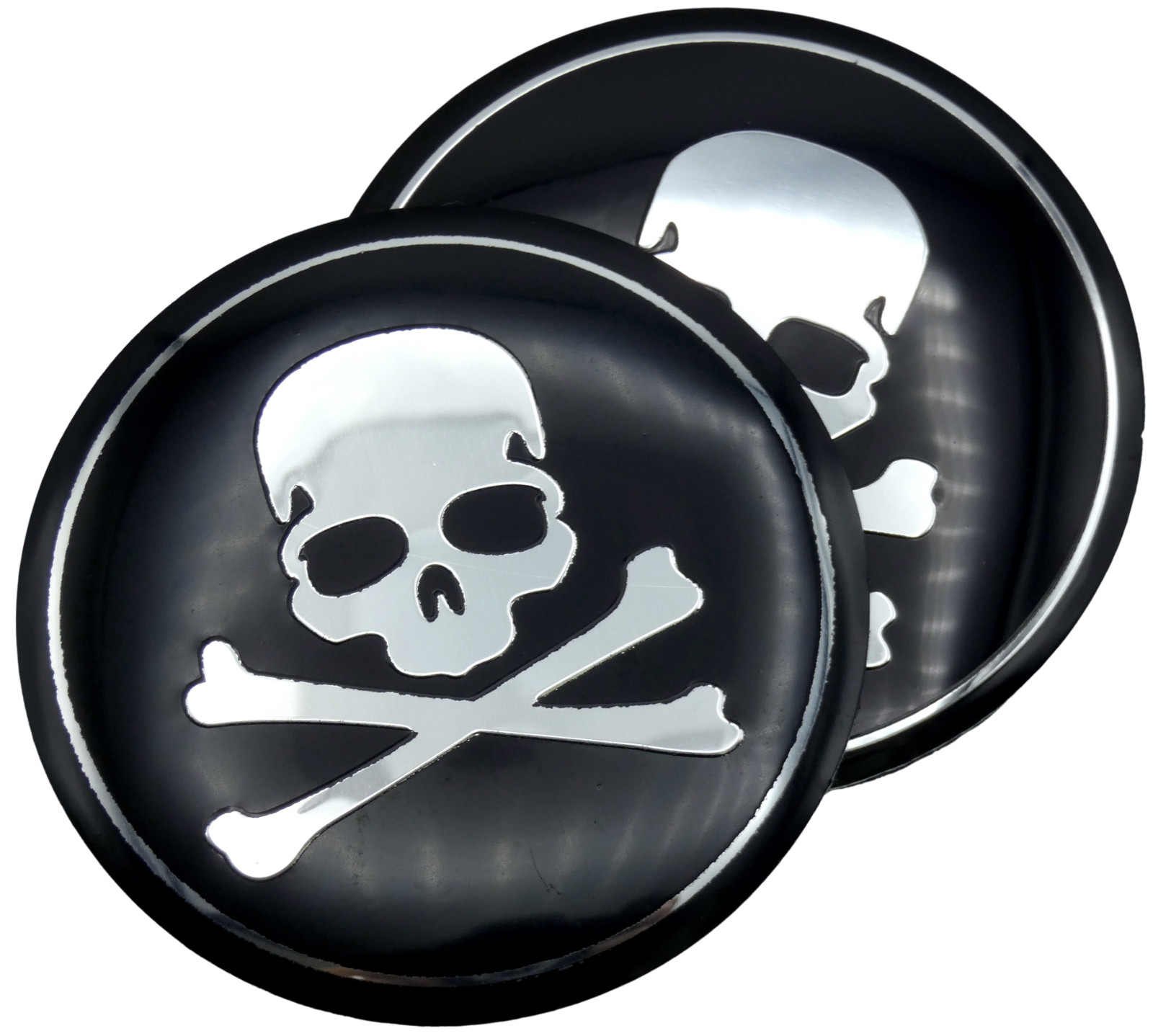 2x Metal Dome Shape Skull And Crossbones Decal Sticker Emblem Car Auto Truck 2.2