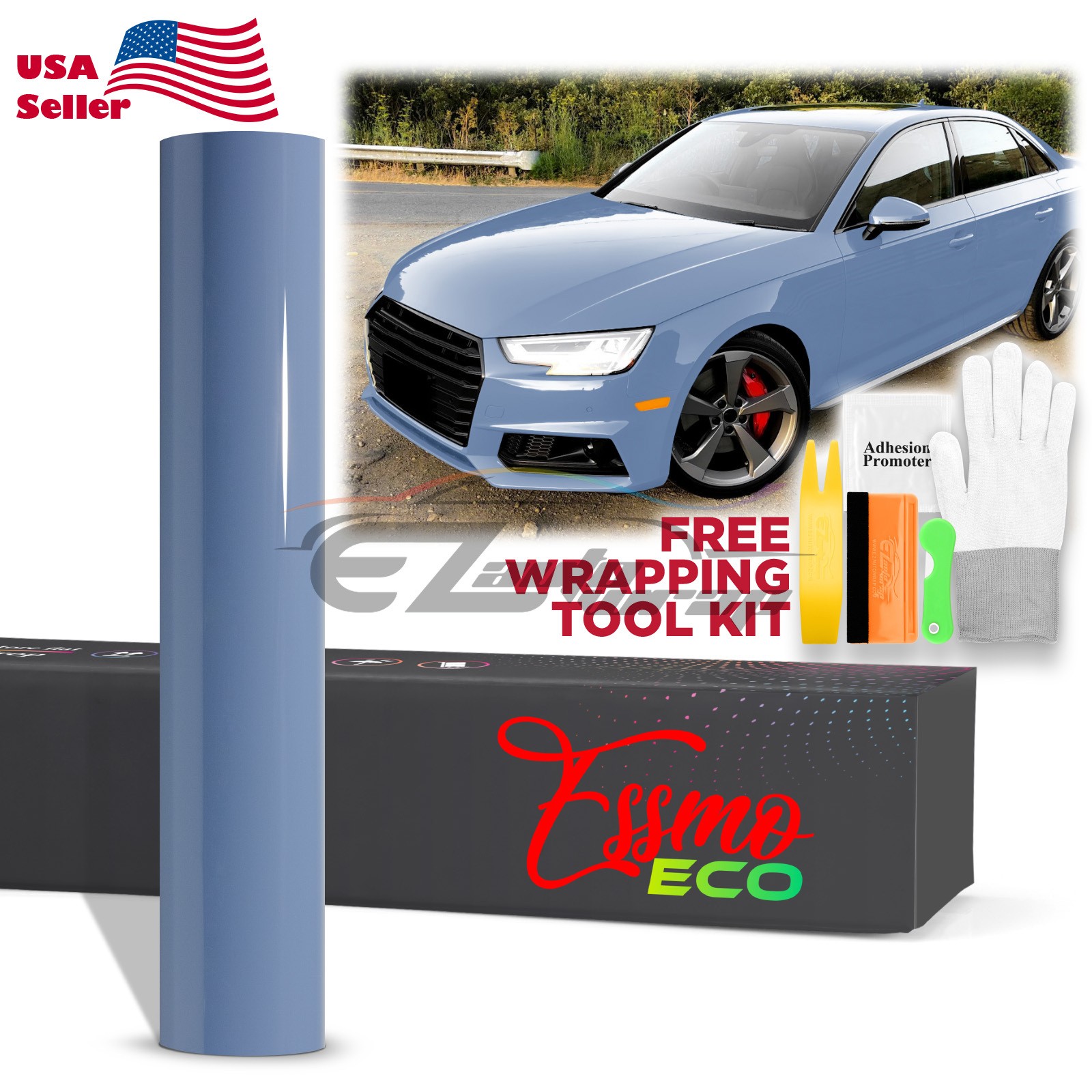 5FTx6FT PPF Porcelain Blue Gloss Color Vinyl Paint Protection Film Scratch Wrap