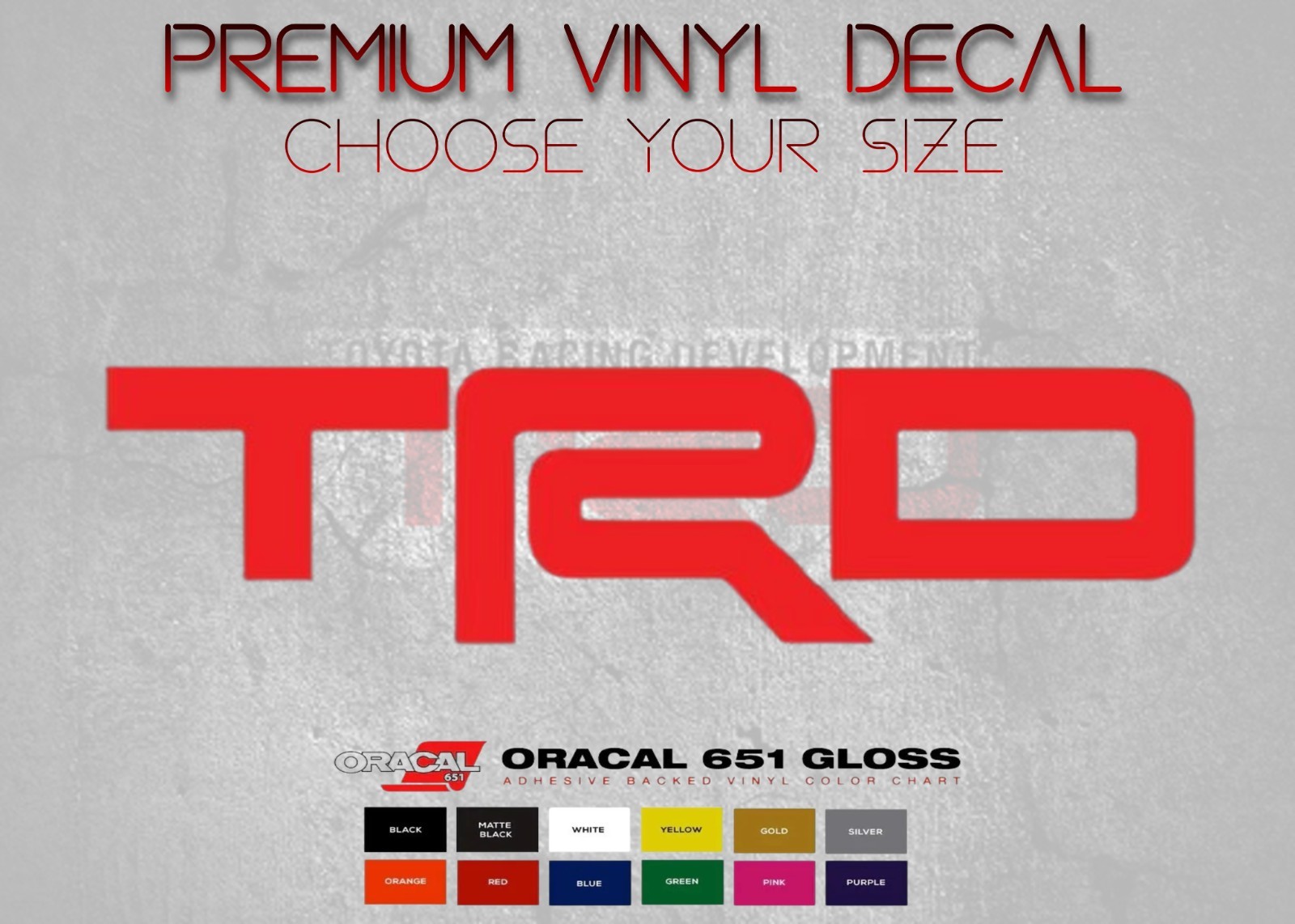 TRD Vinyl Decal for Toyota Truck Tacoma Tundra 4runner Camry Rav4 Window Sticker