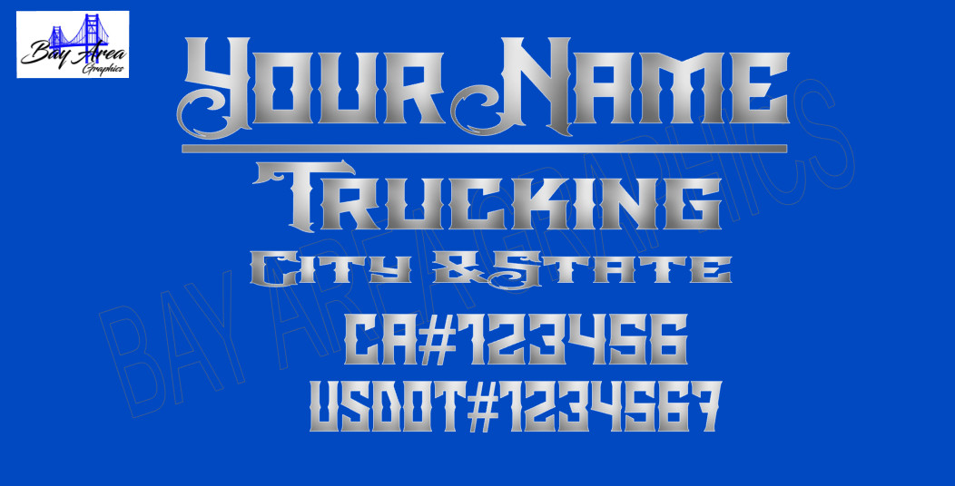 TRUCK DOOR DECALS CUSTOM Gothic Style Font /ONE COLOR OUTDOOR VINYL X2